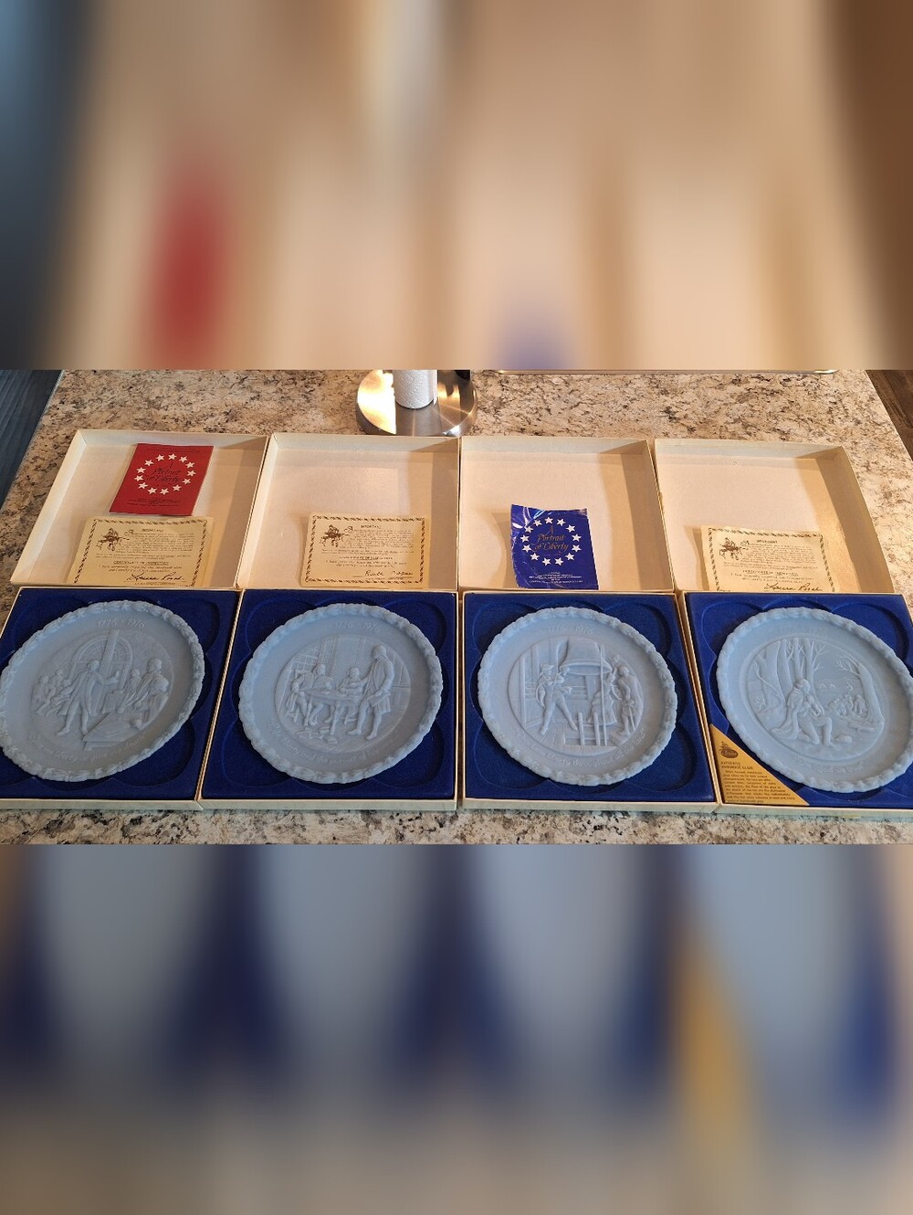 Fenton Art Glass Bicentennial Commemorative Plates Set 1776-1976